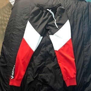 Red and black joggers